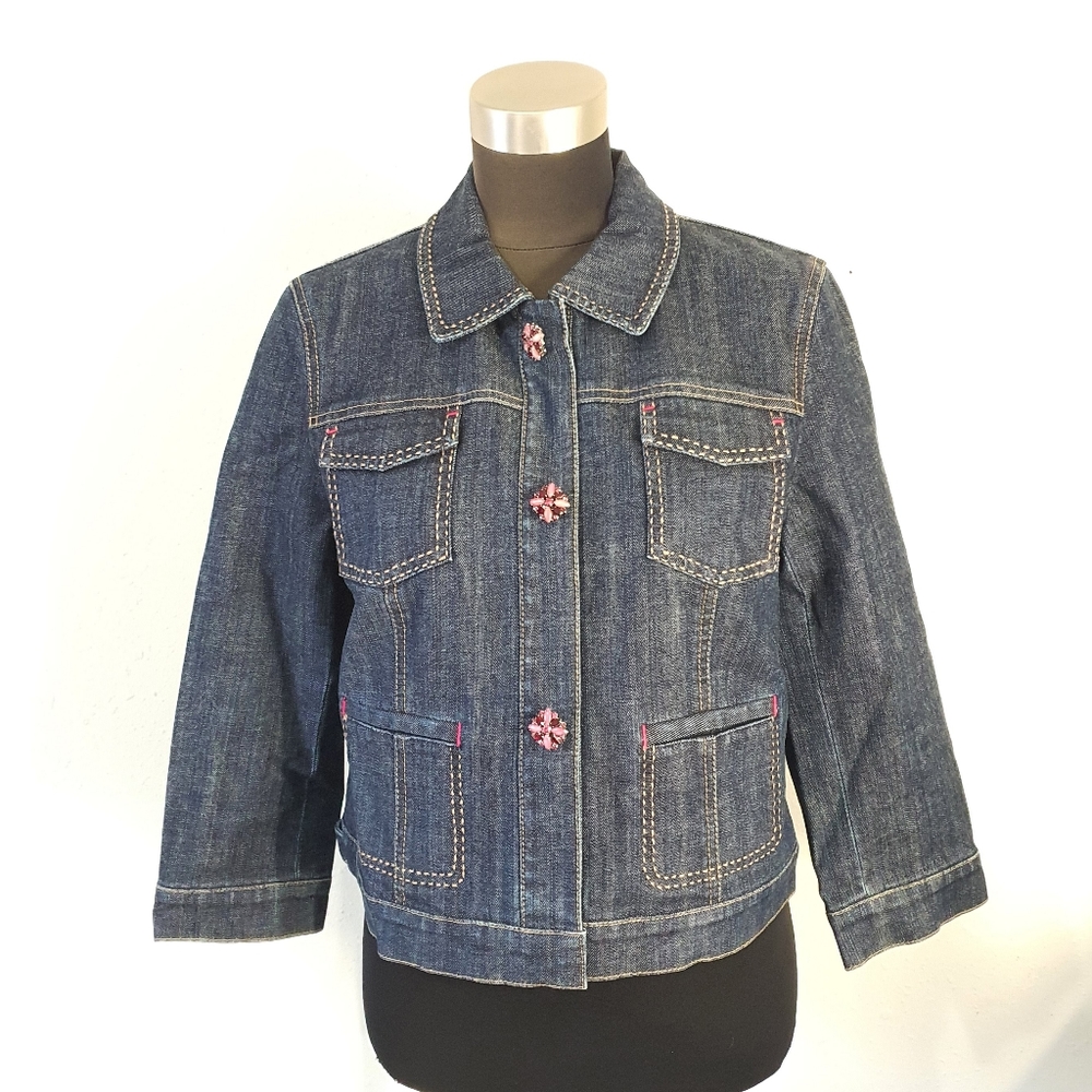 Elie Tahari Embellished Denim Jacket